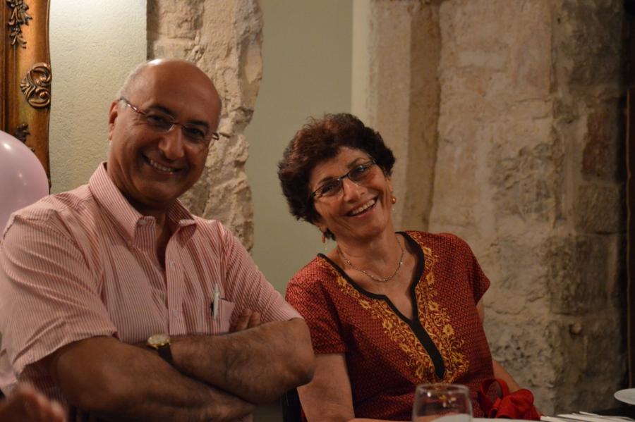 Prof. Magdassi and Tzila, his wife, at Roza restaurant