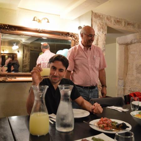 Prof. Magdassi and Michael at Roza restaurant